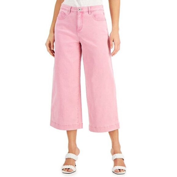 INC Red Hot Milcent Pink Regular Fit Wide Leg Cropped Ankle Pants Size 2 - Picture 1 of 6